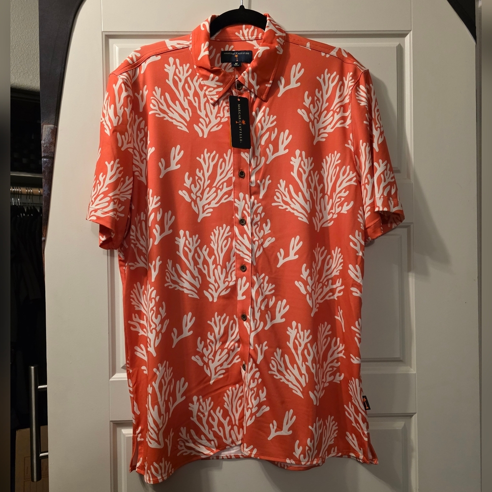 Mens Margaritaville Deep Sea Coral Button-Down Shirt